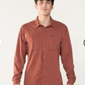 REI Rust Orange Sahara Long Sleeve Tech Shirt M